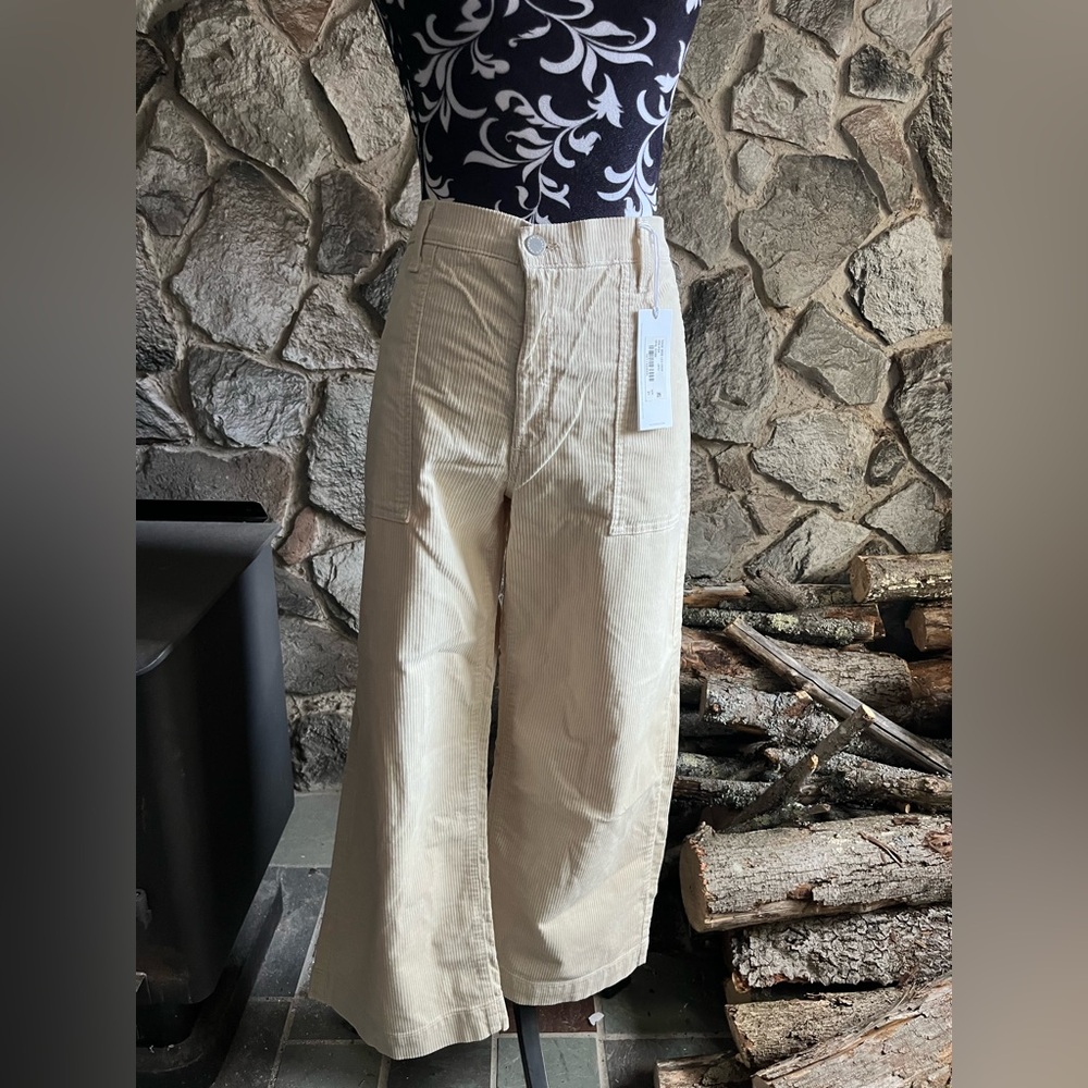 NWT AG Adriano Goldschmidt Cream Wide Leg Corduroy Pants 31